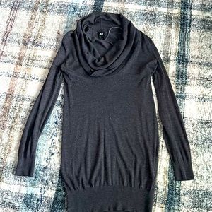 Brown gray long cowl neck sweater